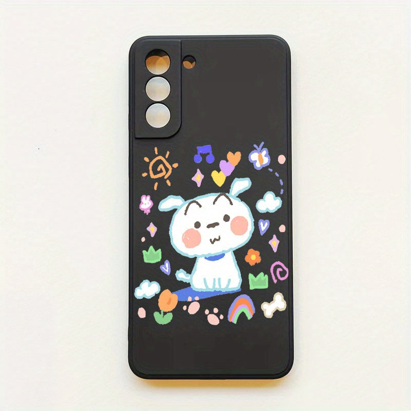 Beige White Cute Cartoon Dog Pattern Samsung Case