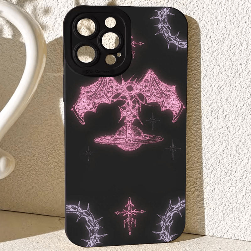 Gray Pink Cute Wing Pattern iPhone Case