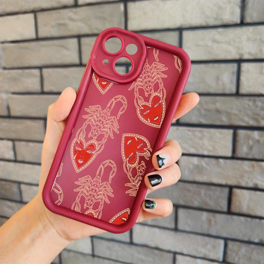 Rosy Brown Red Cute Heart Pattern Iphone Case