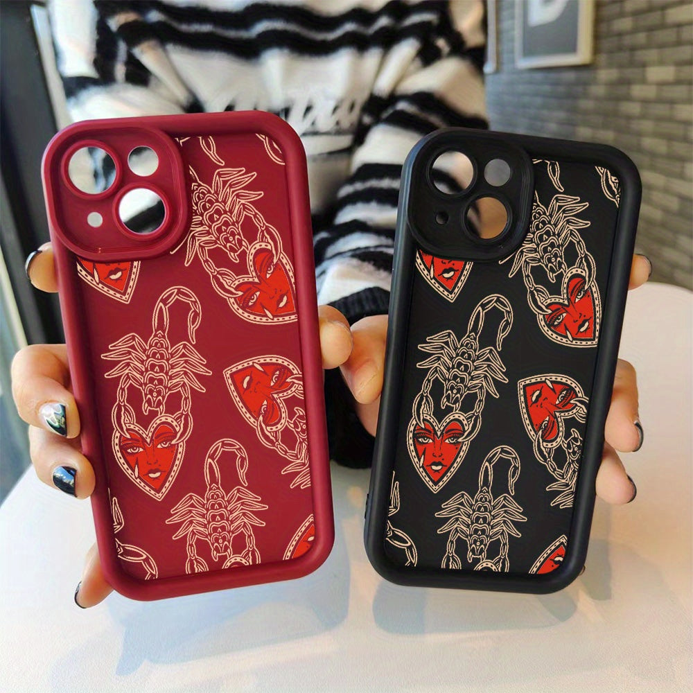 Gray Red Cute Heart Pattern Iphone Case