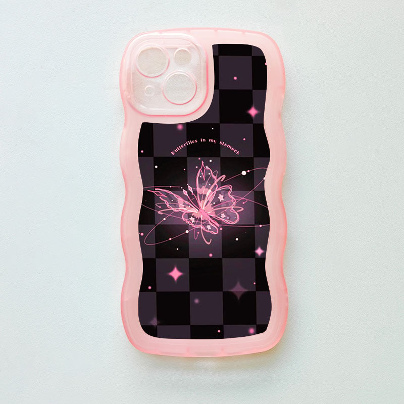 Light Gray Pink Cute Butterfly Pattern iPhone Case