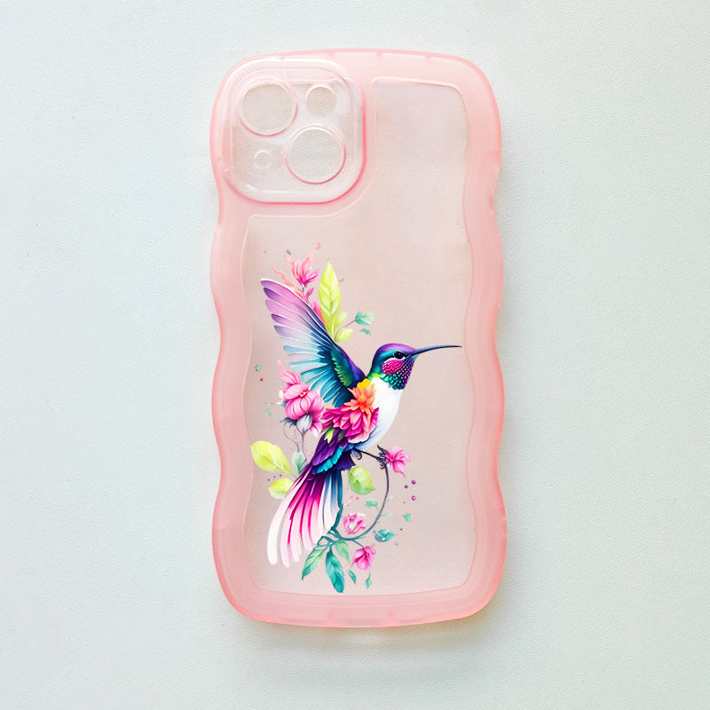 Light Gray Pink Cute Woodpecker Pattern Clear iPhone Case