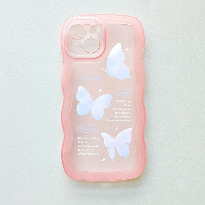 Light Gray Bule Cute Butterfly Pattern Clear iPhone Case