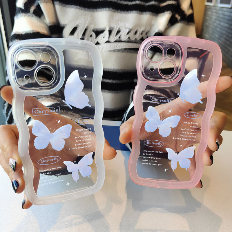 Gray Bule Cute Butterfly Pattern Clear iPhone Case