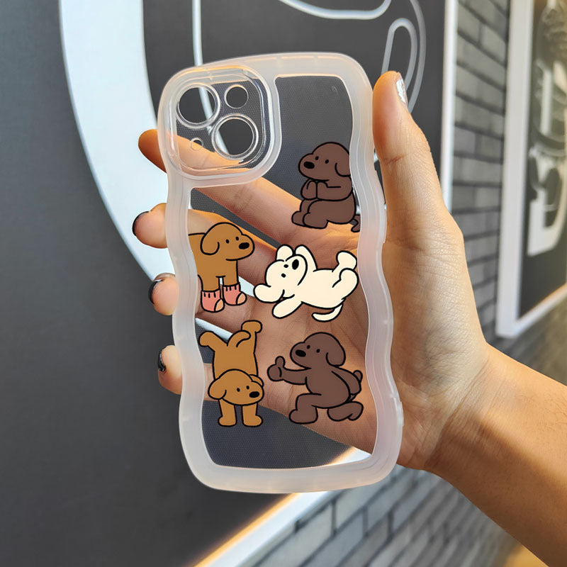 Dim Gray Brown Cute Dog Pattern Clear iPhone Case