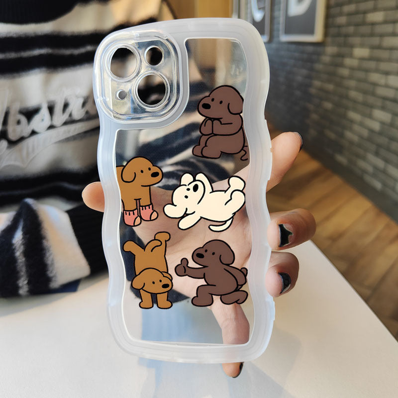 Gray Brown Cute Dog Pattern Clear iPhone Case