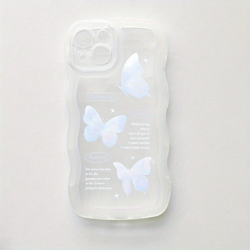 Light Gray Bule Cute Butterfly Pattern Clear iPhone Case