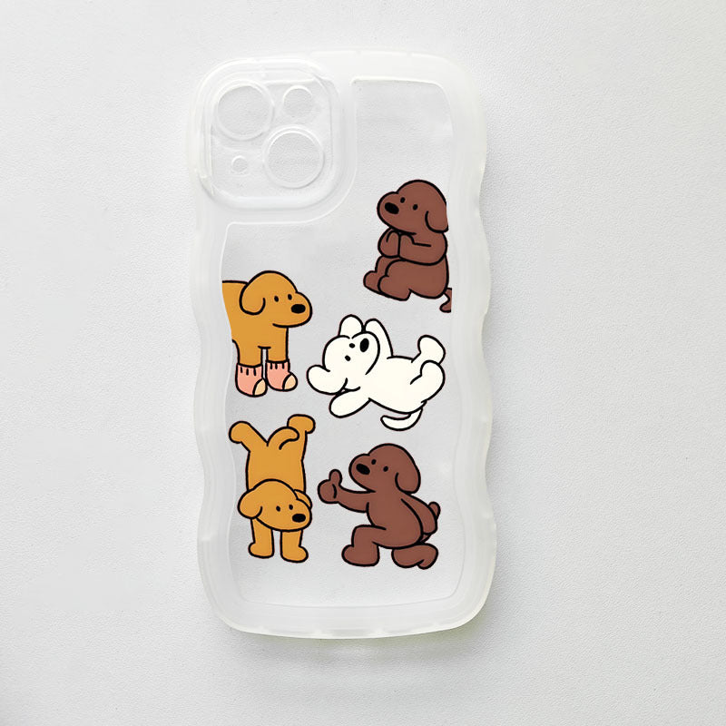 Light Gray Brown Cute Dog Pattern Clear iPhone Case