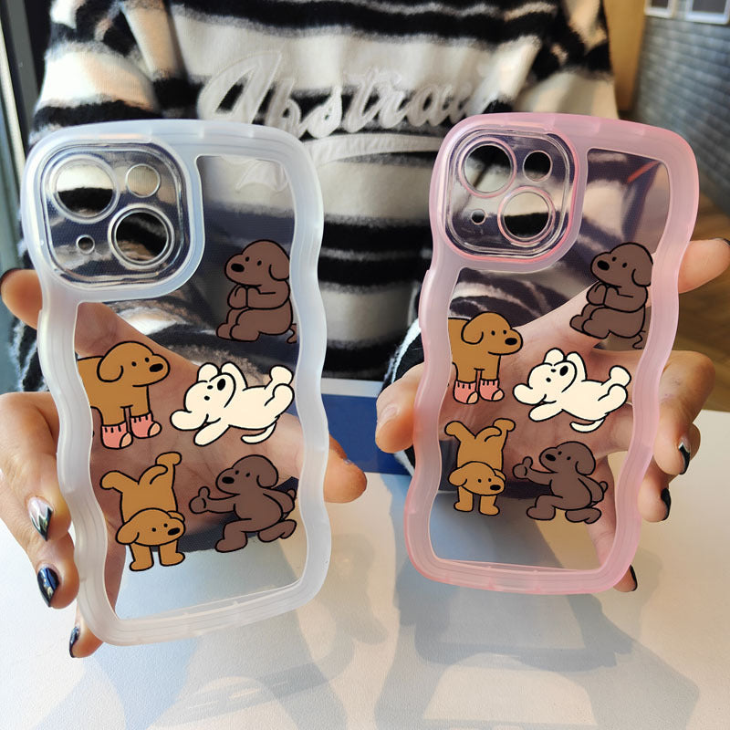 Gray Brown Cute Dog Pattern Clear iPhone Case