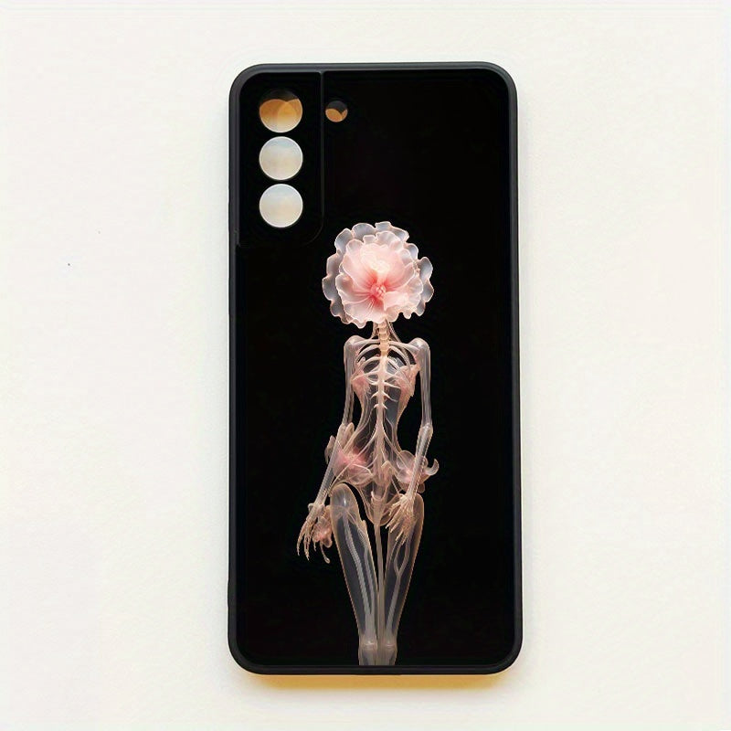 Beige White Cute Rose Skull Pattern Samsung Case