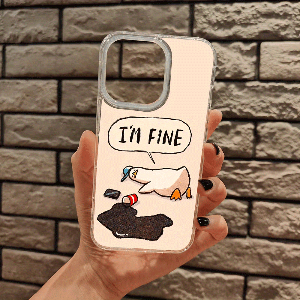 Dim Gray White Cute Duck Pattern iPhone Case