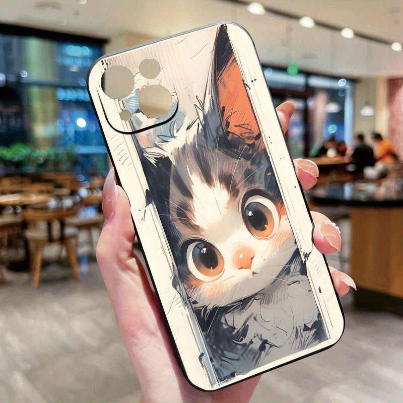 Rosy Brown Grey Cute Cat Pattern iPhone Case