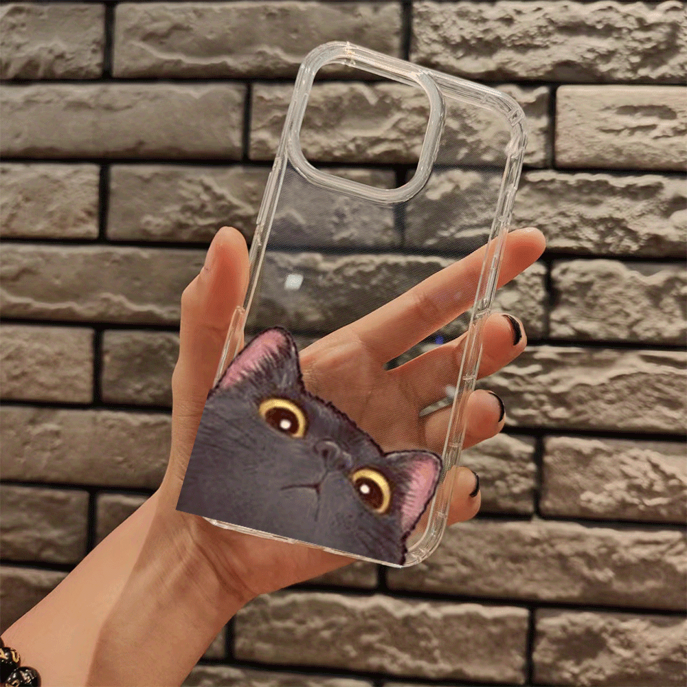 Dim Gray Cute Cat Clear iPhone Case