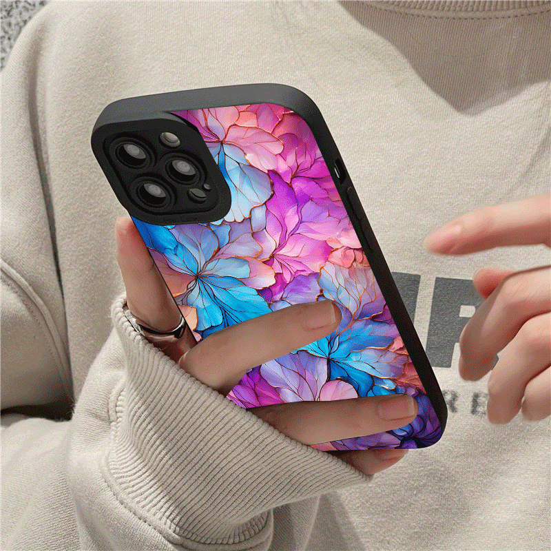 Dark Gray Cute Rainbow Petals Anti Fall iPhone Case