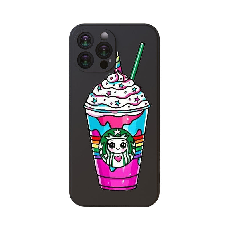 Dark Slate Gray Kawaii Starbucks Unicorn Iphone Case