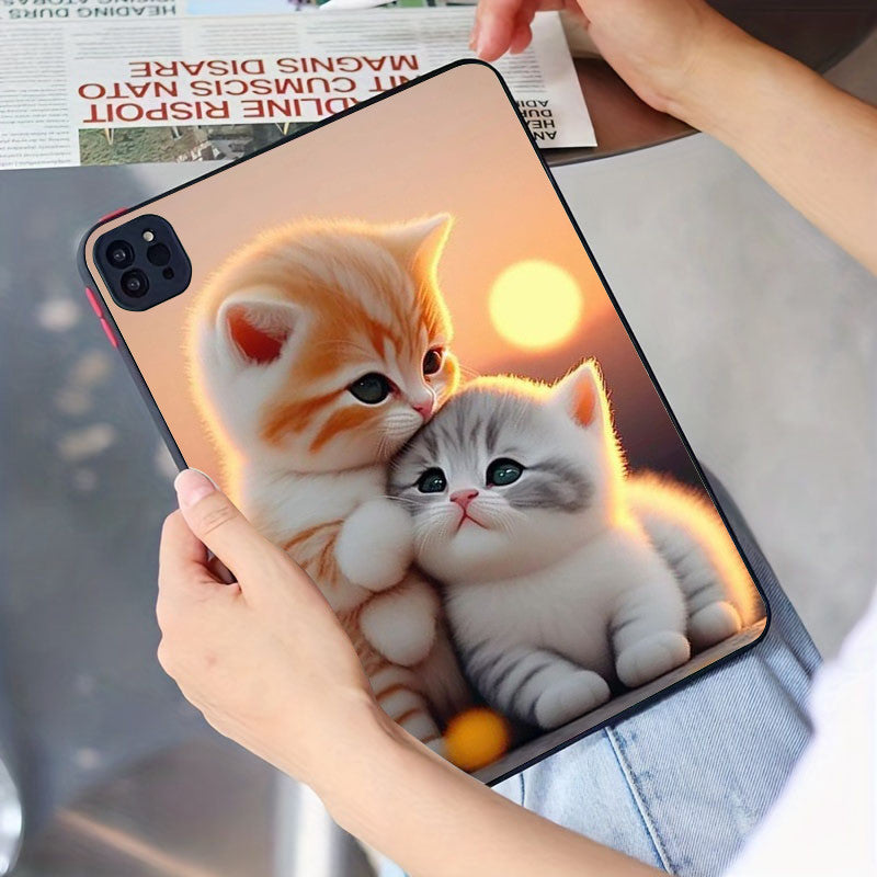 Rosy Brown Cute Cat Shockproof  iPad Case