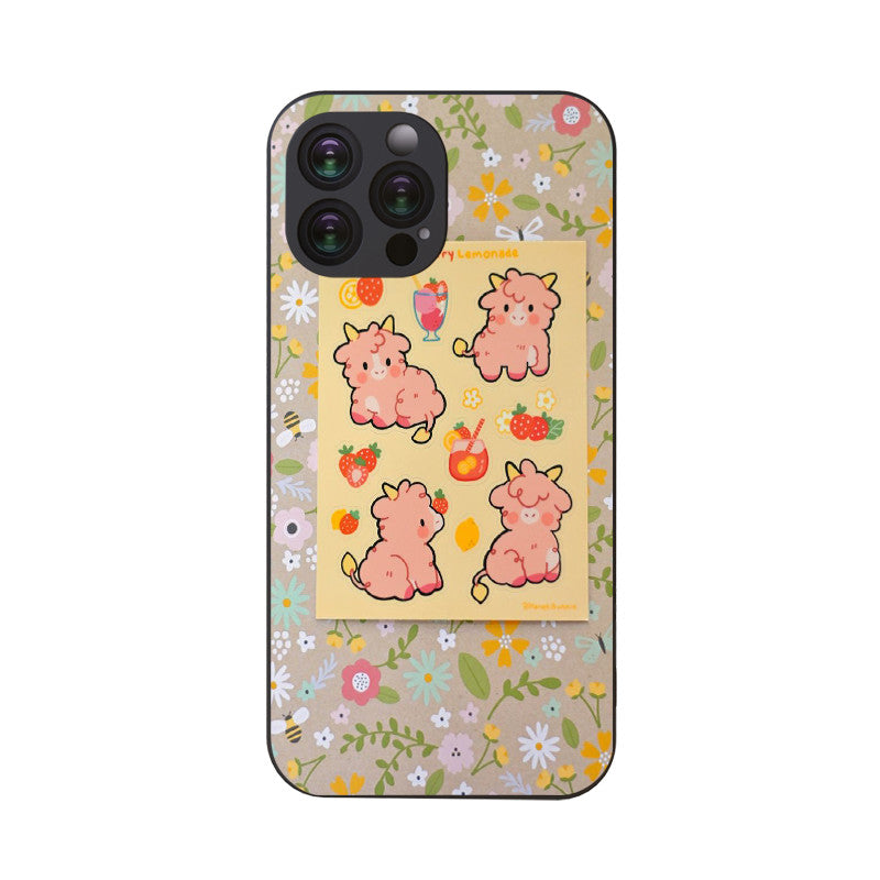 Tan Strawberry Lemonade Cow Iphone Case