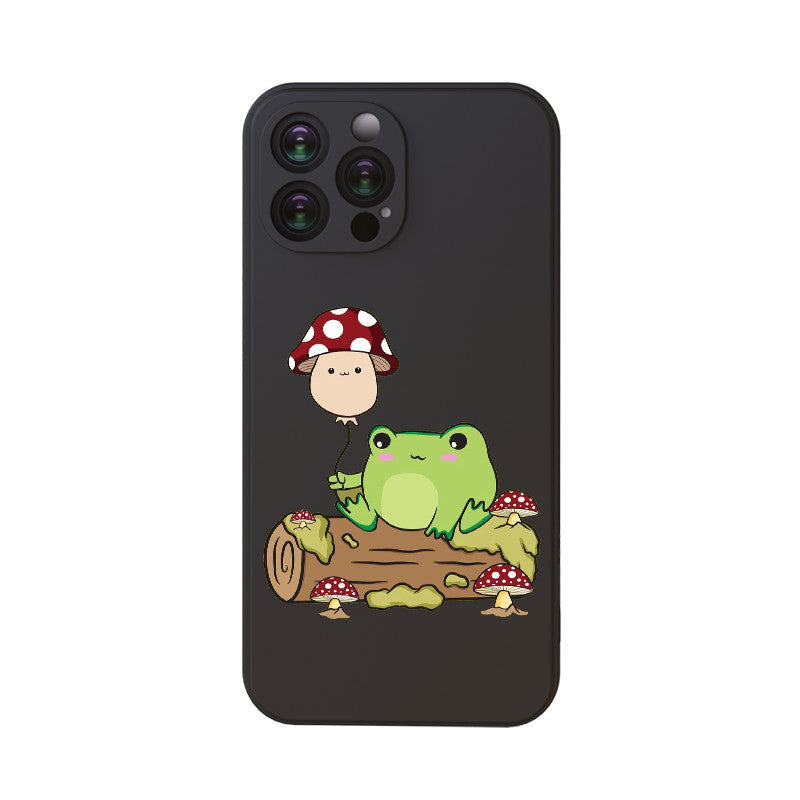 Dark Slate Gray Cottagecore Frog Mushroom Iphone Case