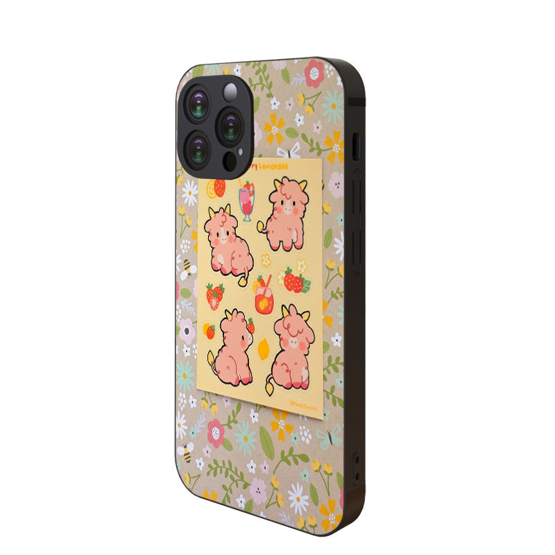 Tan Strawberry Lemonade Cow Iphone Case