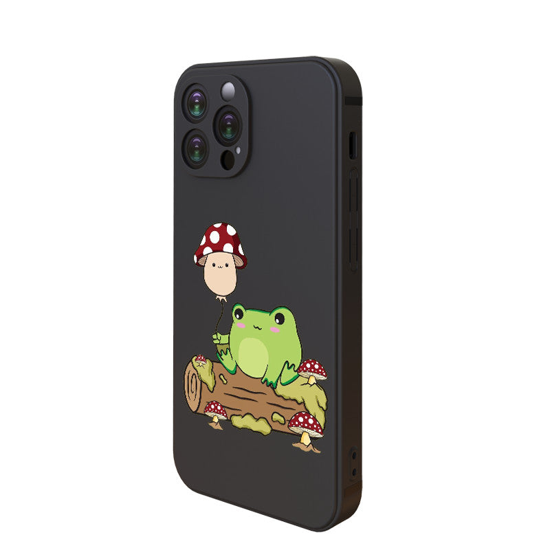 Dark Slate Gray Cottagecore Frog Mushroom Iphone Case