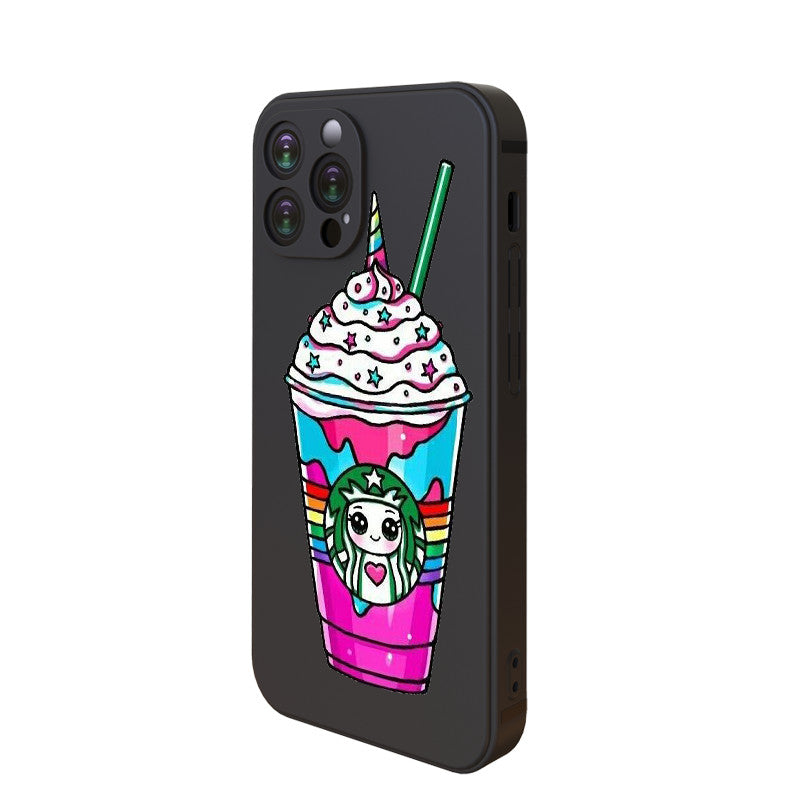 Dark Slate Gray Kawaii Starbucks Unicorn Iphone Case