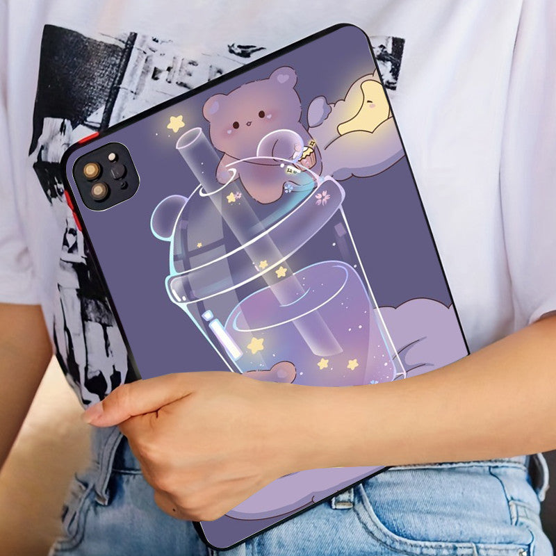 Dark Gray Cute Bear Shockproof  iPad Case