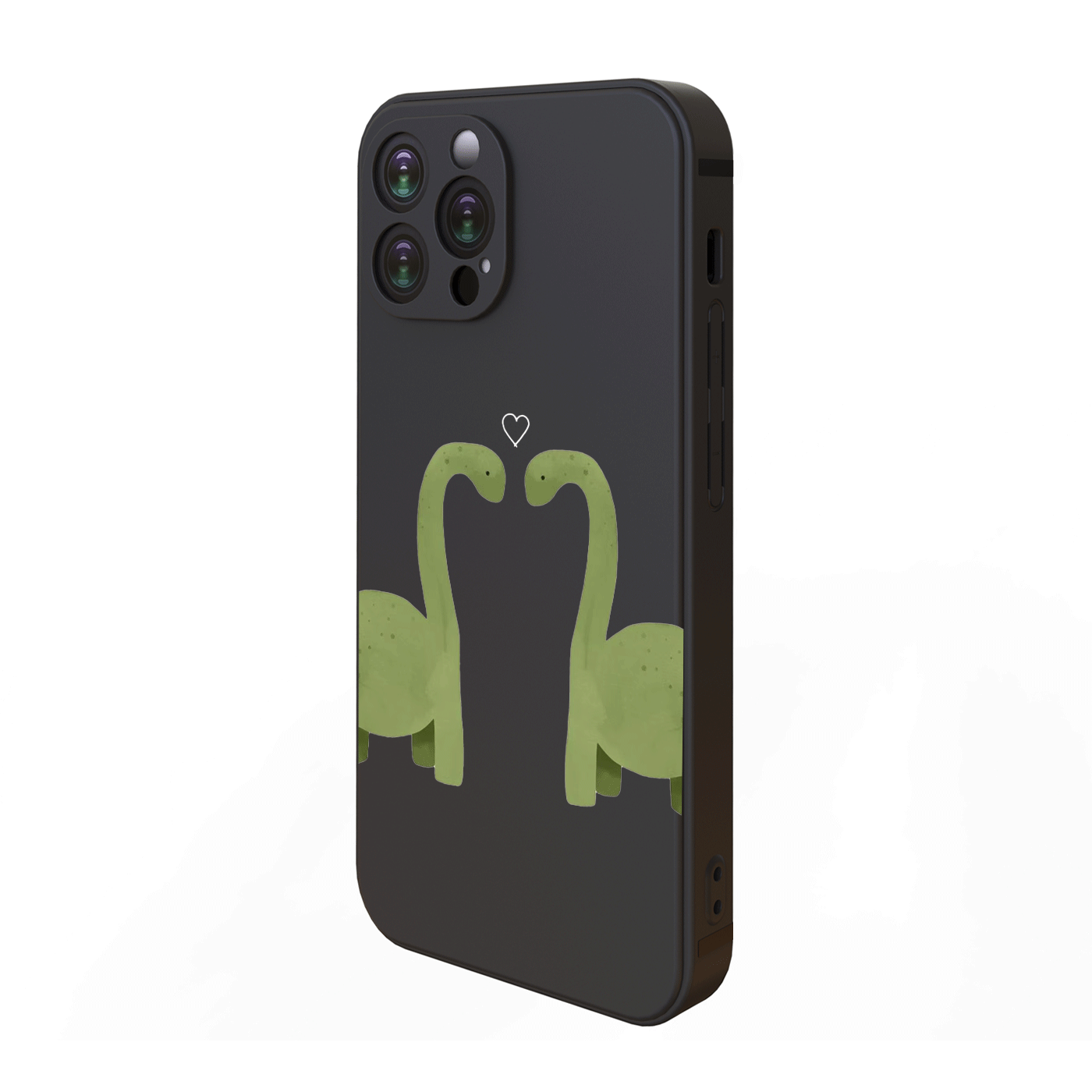 Dark Slate Gray Cute Green Dinosaurs Anti-Fall iPhone Case