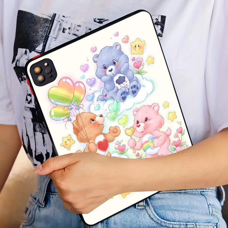 Light Gray Cute Bear Shockproof  iPad Case