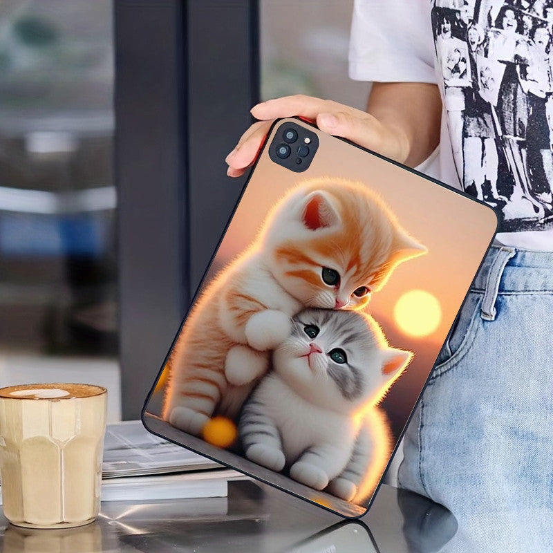 Dark Gray Cute Cat Shockproof  iPad Case