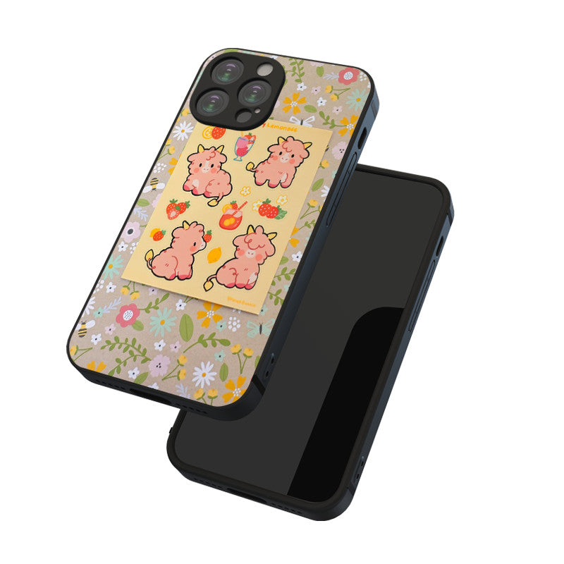 Dark Slate Gray Strawberry Lemonade Cow Iphone Case