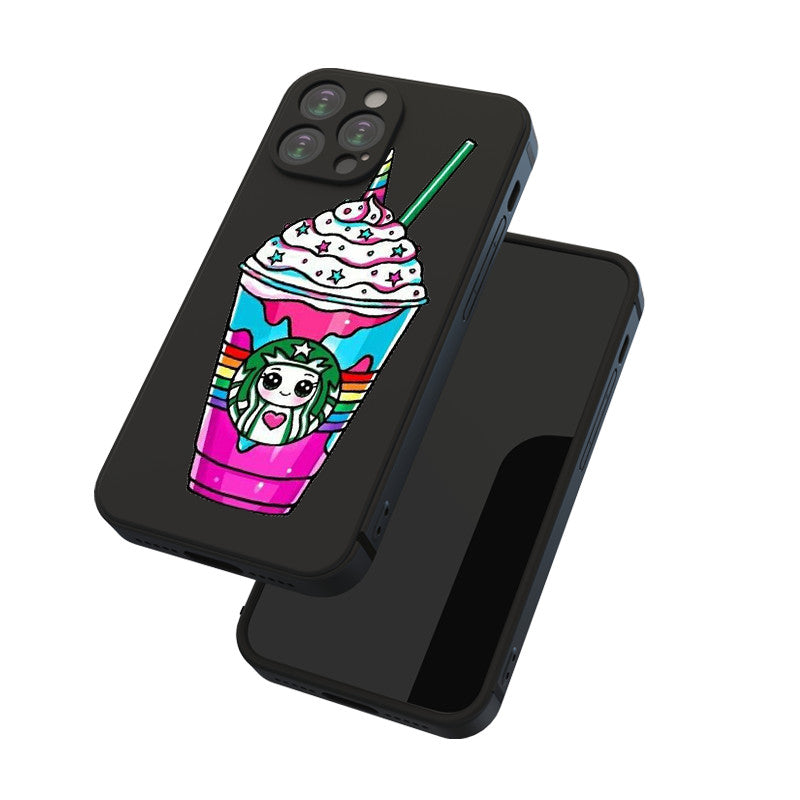 Dark Slate Gray Kawaii Starbucks Unicorn Iphone Case