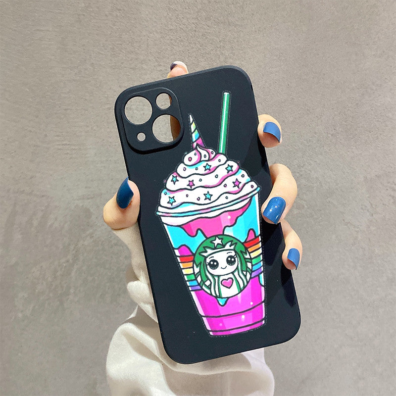 Dark Gray Kawaii Starbucks Unicorn Iphone Case