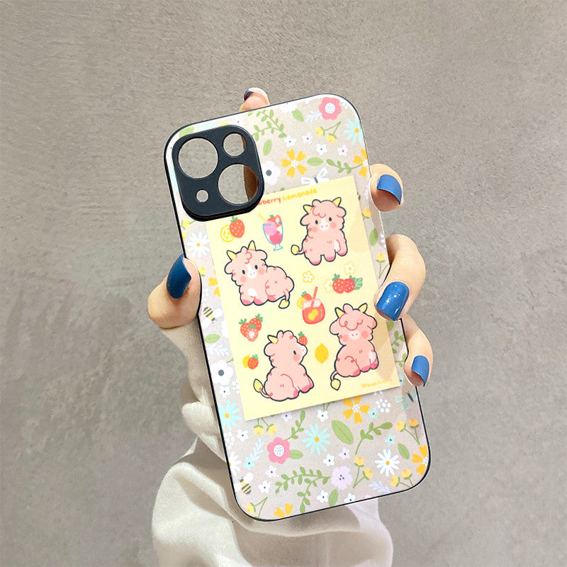 Dark Gray Strawberry Lemonade Cow Iphone Case