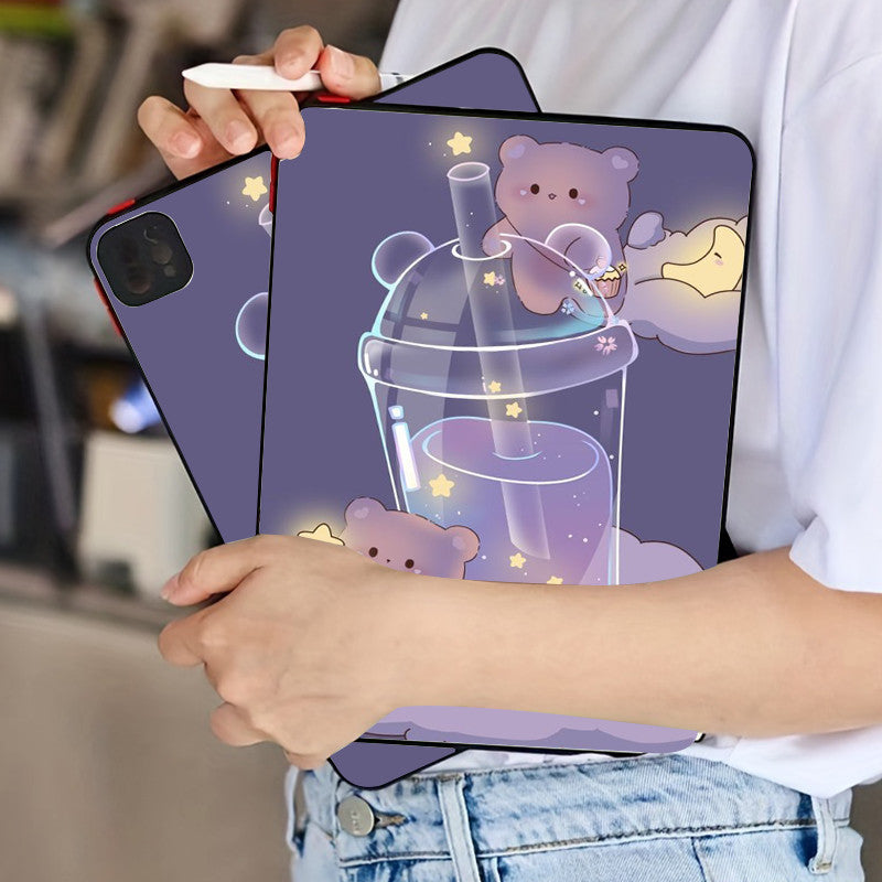 Dark Gray Cute Bear Shockproof  iPad Case