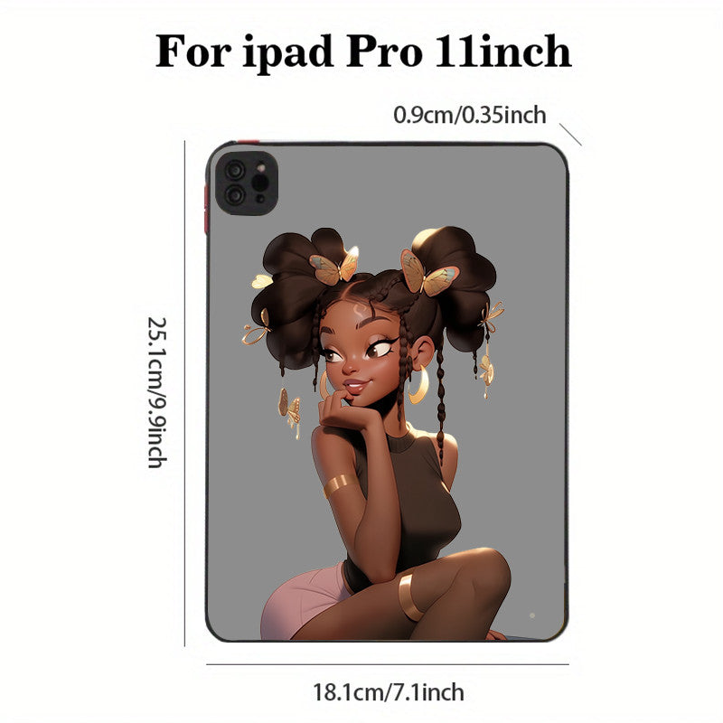 Light Slate Gray Cute Anime Girl iPad Case