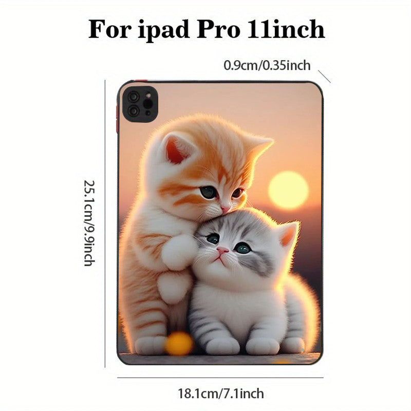 Rosy Brown Cute Cat Shockproof  iPad Case