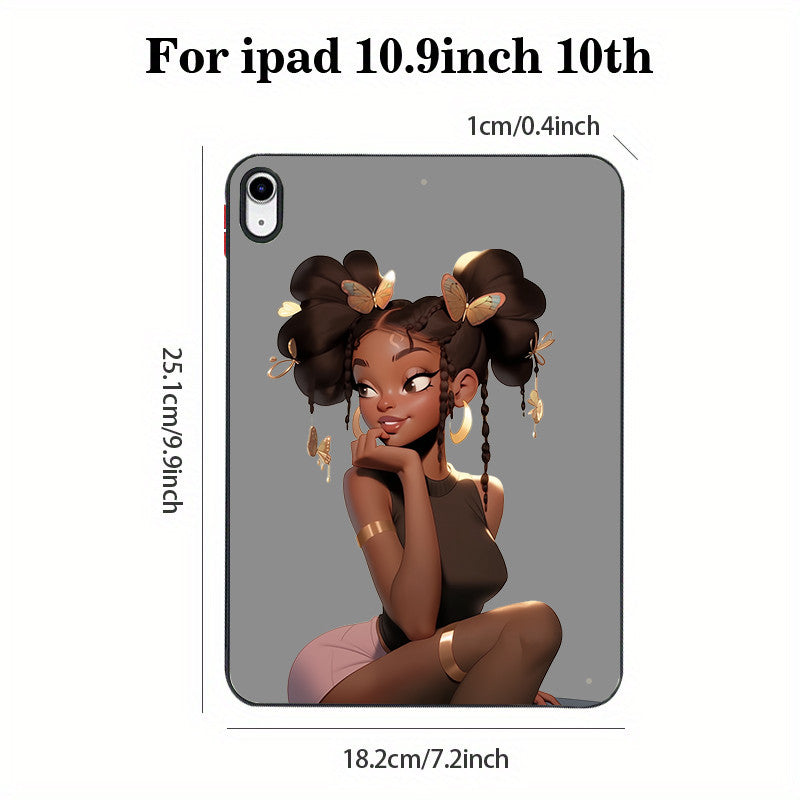 Light Slate Gray Cute Anime Girl iPad Case