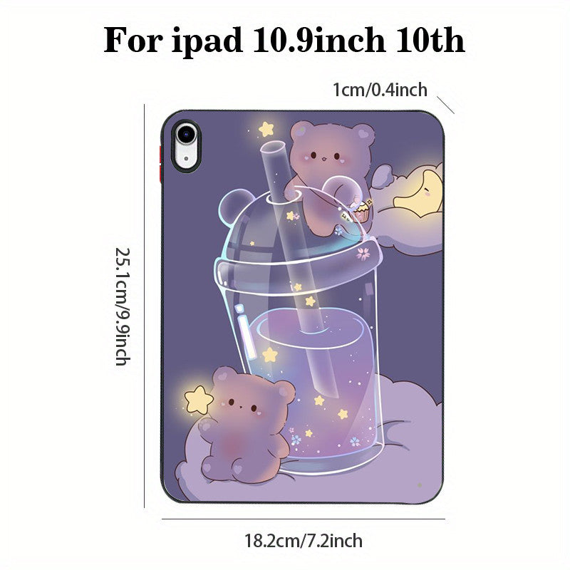 Light Slate Gray Cute Bear Shockproof  iPad Case