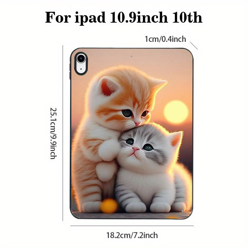 Rosy Brown Cute Cat Shockproof  iPad Case