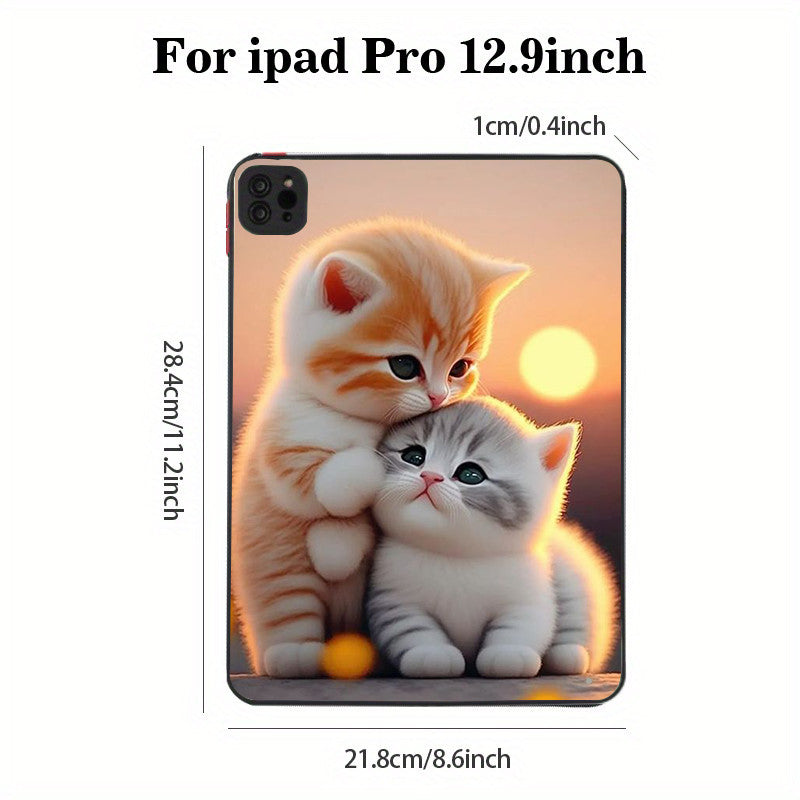 Rosy Brown Cute Cat Shockproof  iPad Case