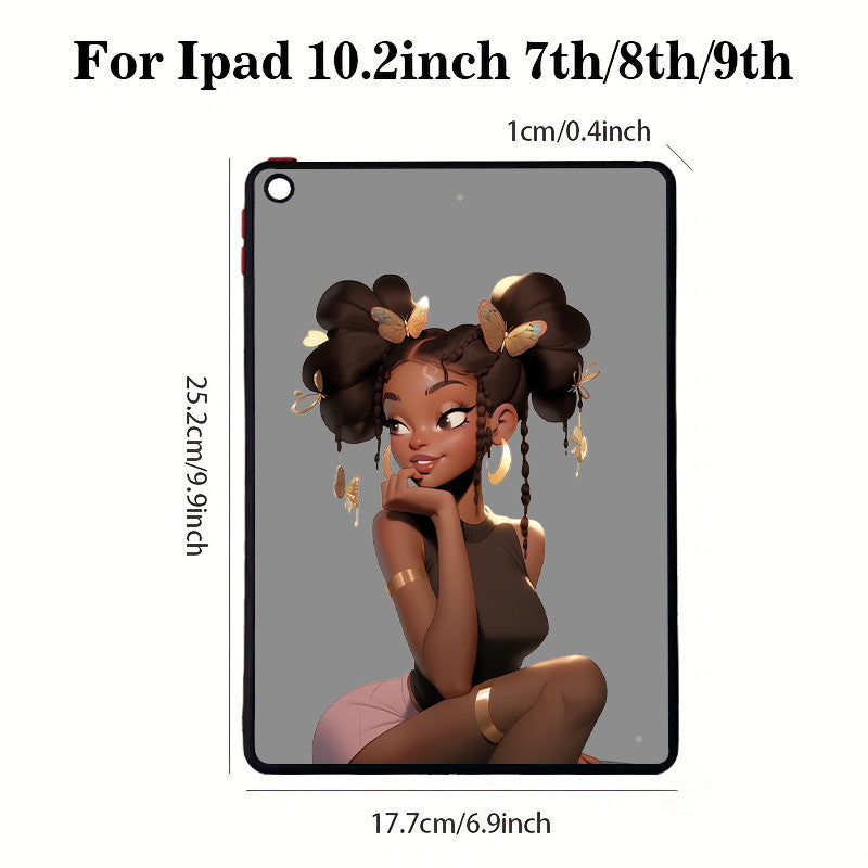 Light Slate Gray Cute Anime Girl iPad Case