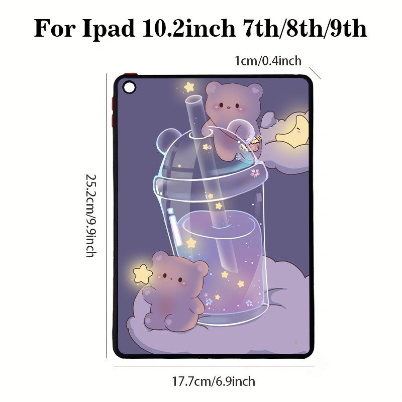 Light Slate Gray Cute Bear Shockproof  iPad Case