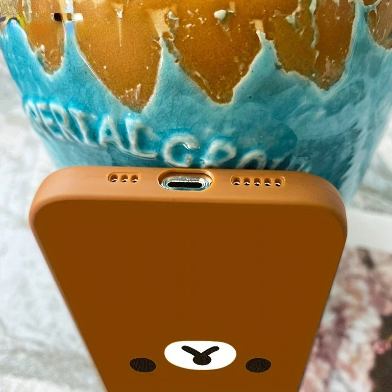 Saddle Brown Brown Cute Bear Pattern iPhone Case