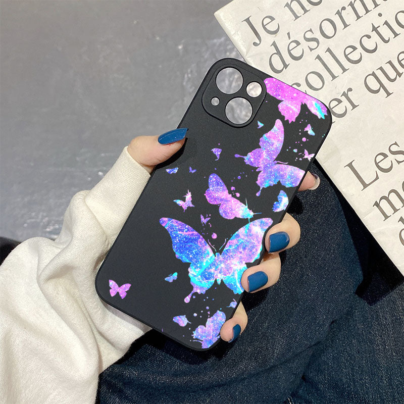 Gray Stylish Black Butterfly Dance Pattern iPhone Case