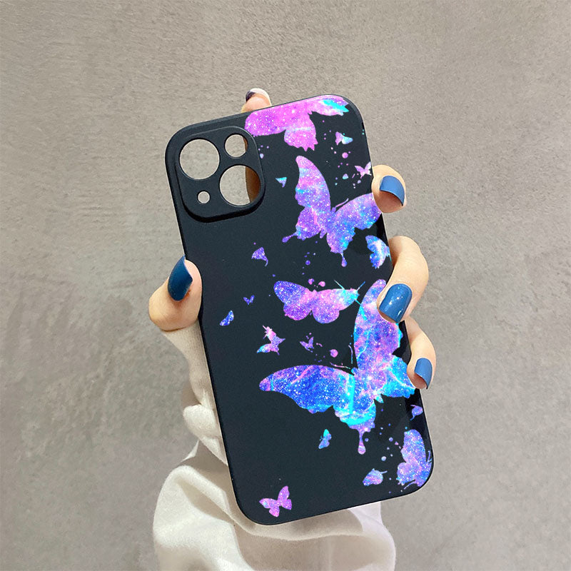 Dark Gray Stylish Black Butterfly Dance Pattern iPhone Case