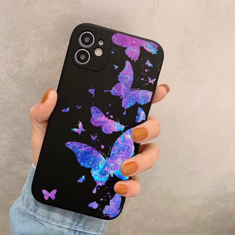 Gray Stylish Black Butterfly Dance Pattern iPhone Case