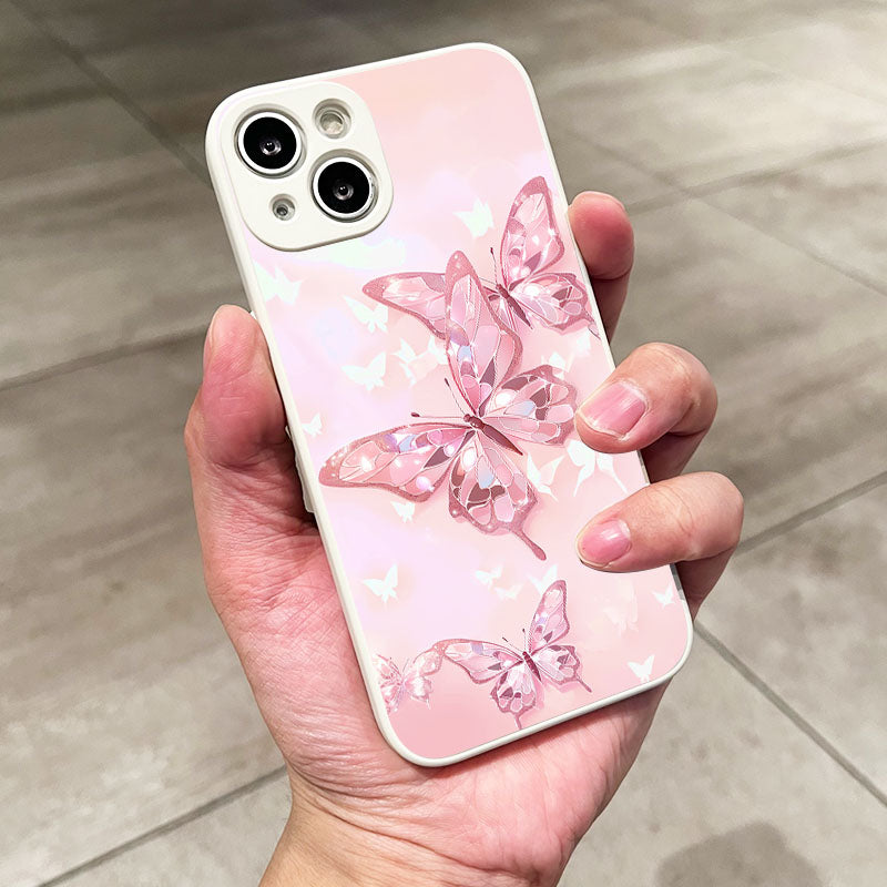 Gray Pink Cute Butterfly Pattern iPhone Case