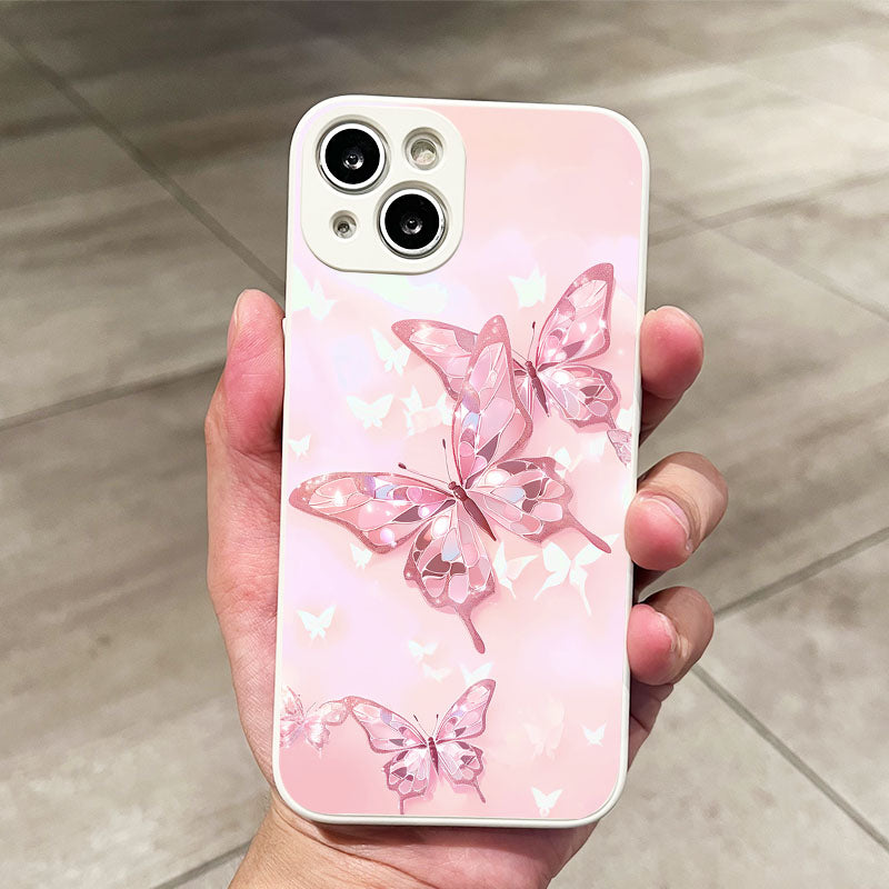 Gray Pink Cute Butterfly Pattern iPhone Case