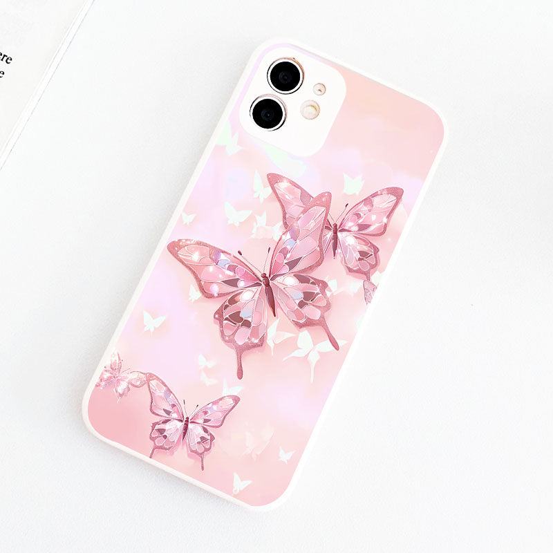 White Smoke Pink Cute Butterfly Pattern iPhone Case