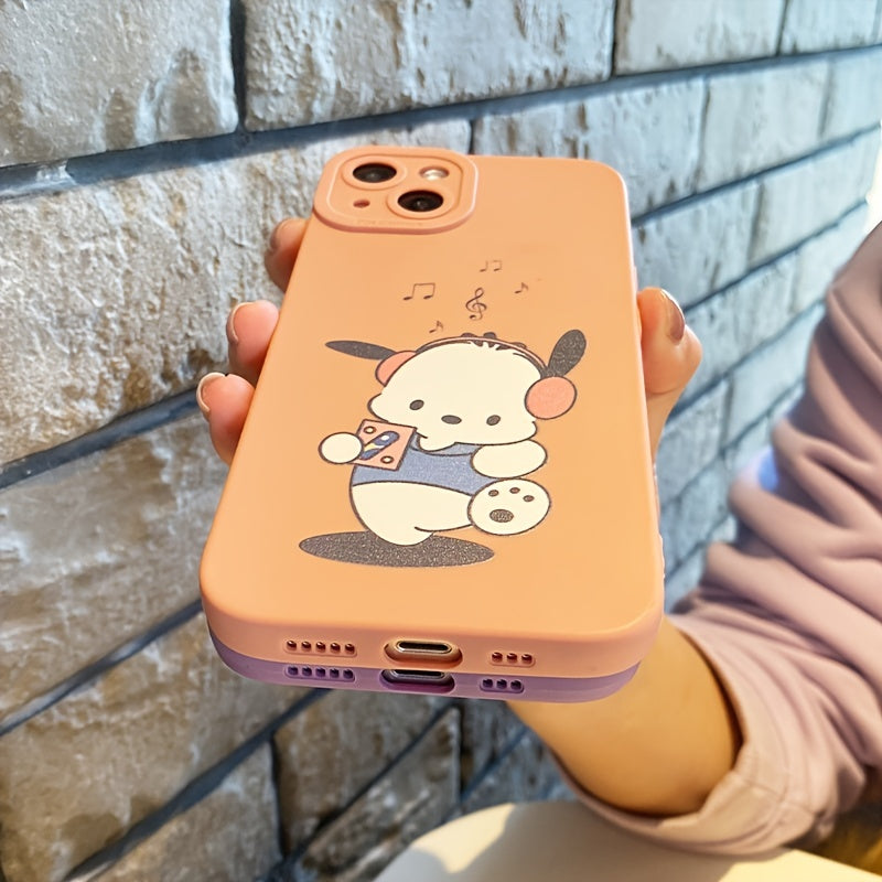 Rosy Brown Protective Phone Case Cute Cartoon Dog Silicone Anti-slip Phone Case For Iphone Series  Phones Gift For Girls